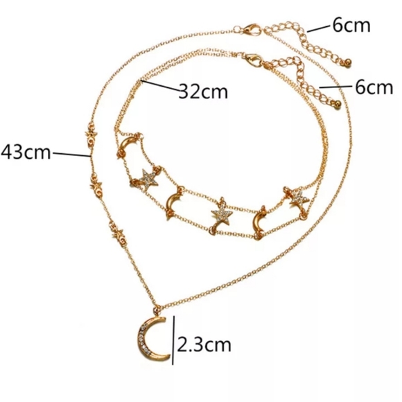 ☆Princessa☆ Stars and Moon Layered necklace - Picture 2 of 6